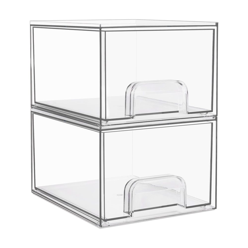 2 Pack Clear Stackable Storage Drawers, 4.4'' Tall Acrylic Bathroom Makeup⚡️